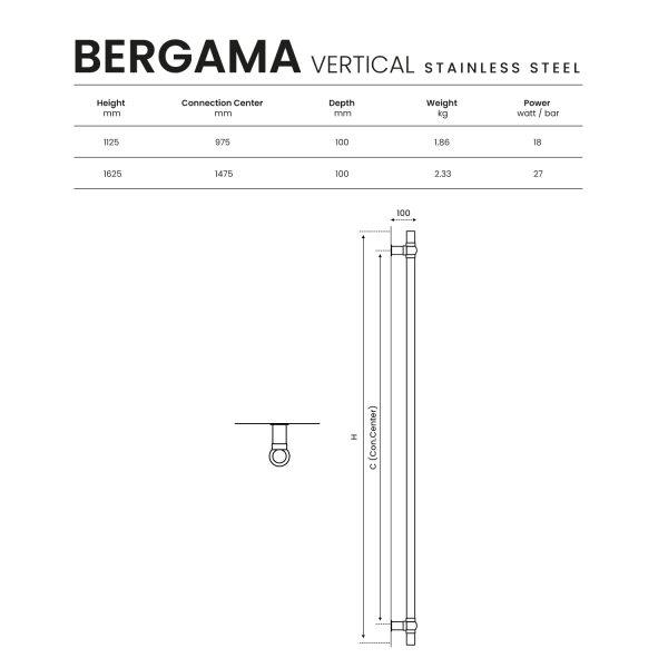 Bergama-Elektrikli -Paslanmaz-Çelik-Dikey-Havlupak-Teknik-Tablo